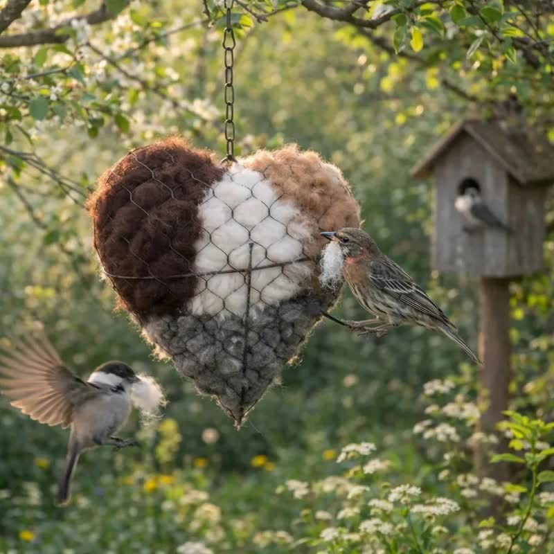 Handmade Bird Nesting Heart Hanging Ornament - image 5