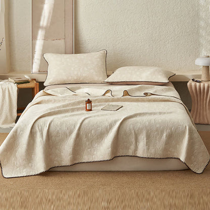 Textured Leaf Cotton Linen Quilt - Quilt - King - image 0