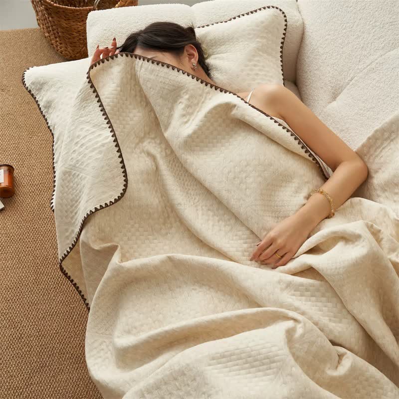 Textured Waffle Cotton Linen Quilt - image 1