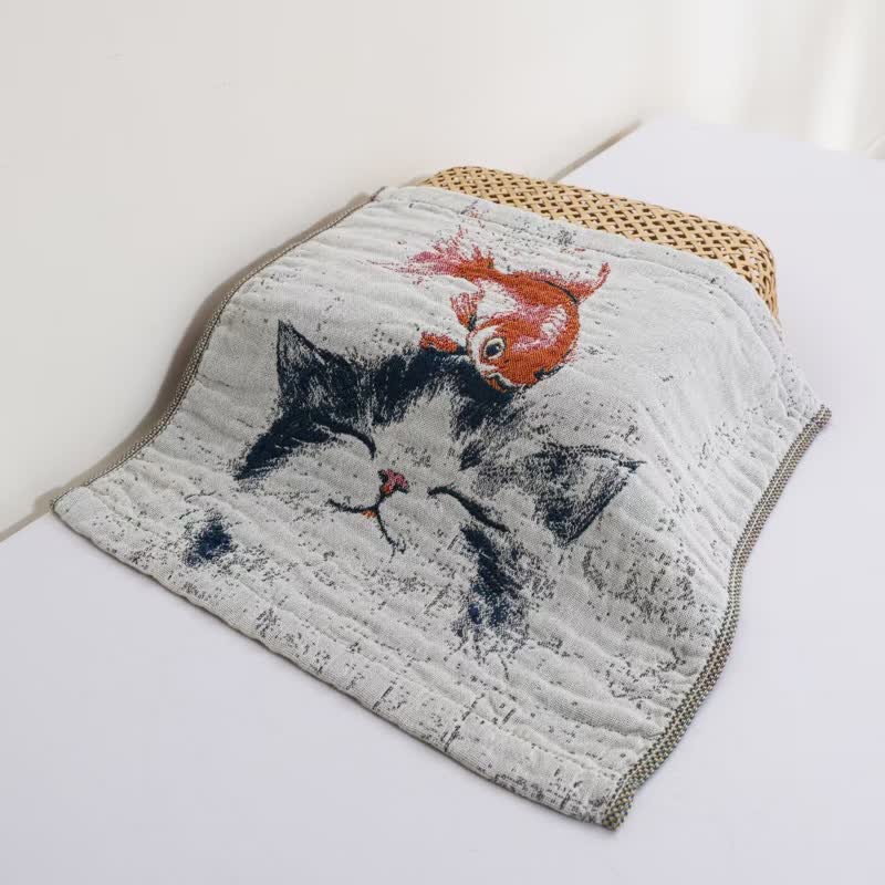 Country Cat & Fruits Cotton Gauze Kitchen Towel - image 2