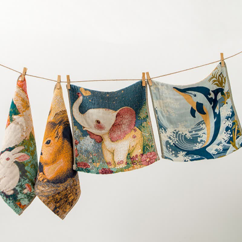 Cute Animal Cotton Gauze Kitchen Towel - image 4