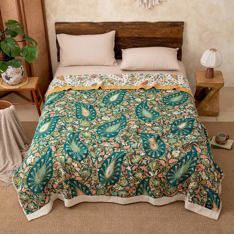 Reversible Paisley & Floral Cotton Gauze Blanket - image 4