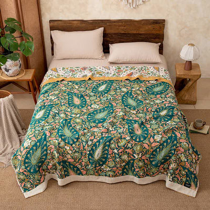 Reversible Paisley & Floral Cotton Gauze Blanket - image 4