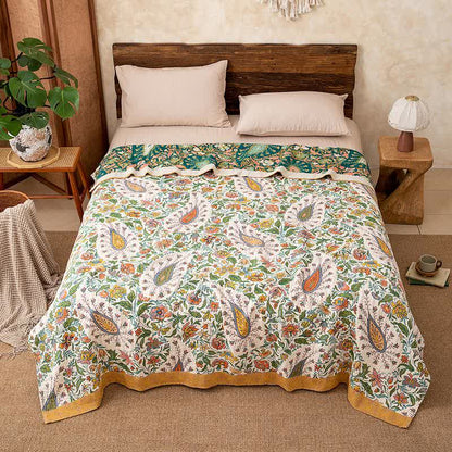 Reversible Paisley & Floral Cotton Gauze Blanket - image 3
