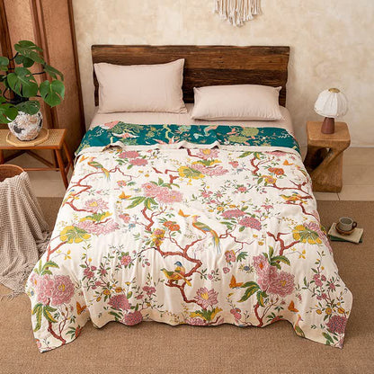 Country Floral Bird Cotton Gauze Blanket - image 3