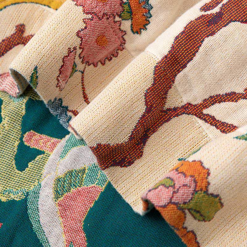 Country Floral Bird Cotton Gauze Blanket - image 5