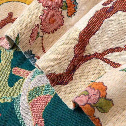 Country Floral Bird Cotton Gauze Blanket - image 5