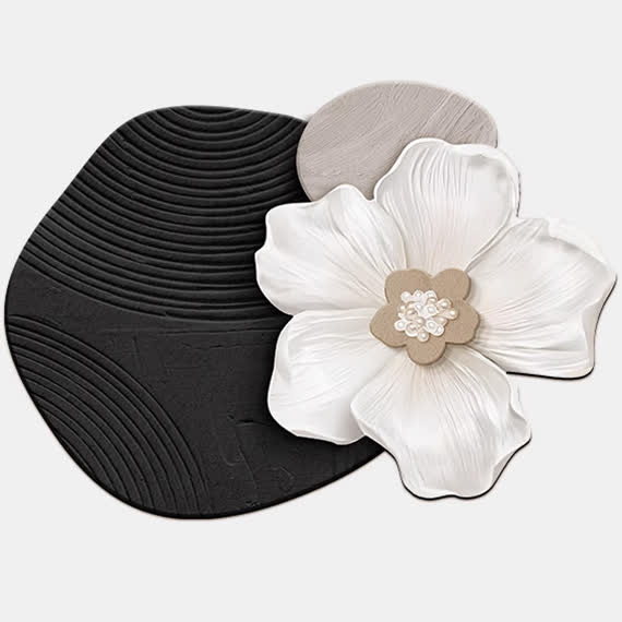 Floral Inspired Diatom Mud Bath Mat - Black - 31"x 47" - image 1