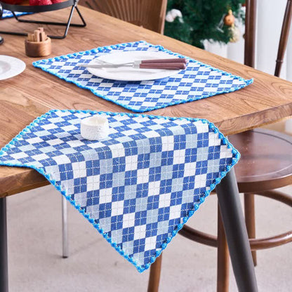 Diamond Check Jacquard Fabric Placemat(4PCS) - image 5