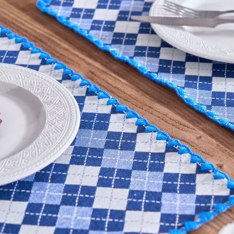 Diamond Check Jacquard Fabric Placemat(4PCS) - image 8