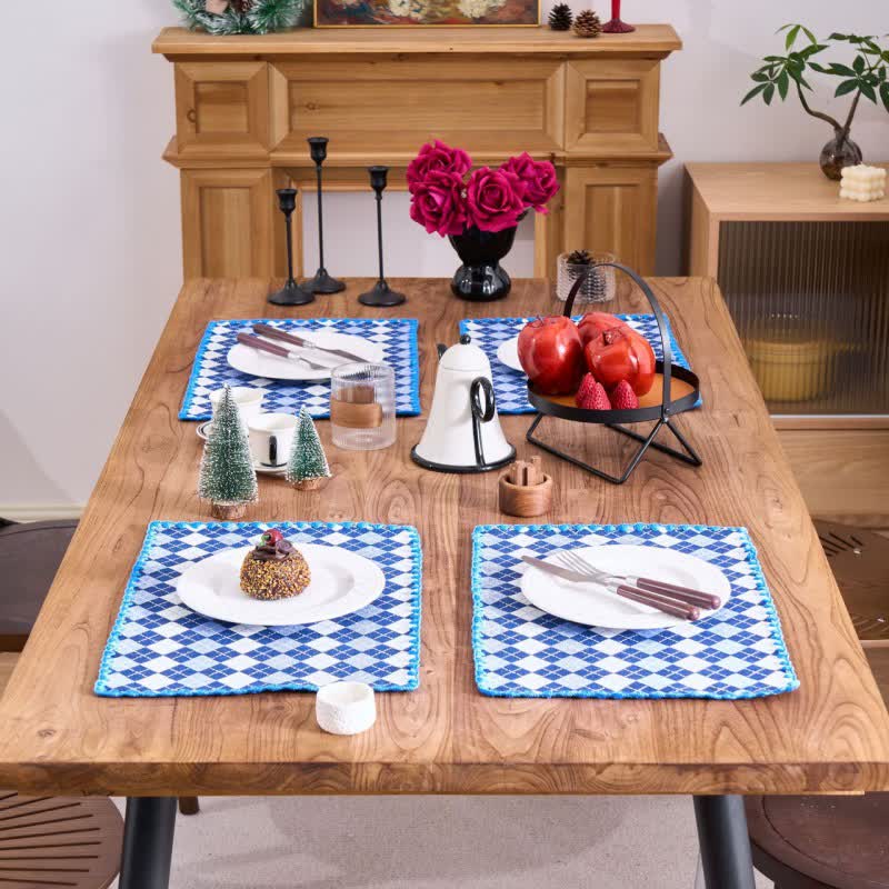 Diamond Check Jacquard Fabric Placemat(4PCS) - image 2
