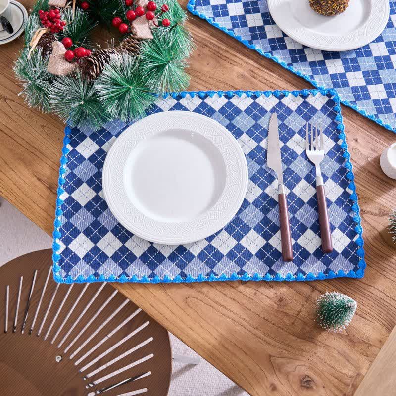 Diamond Check Jacquard Fabric Placemat(4PCS) - image 6