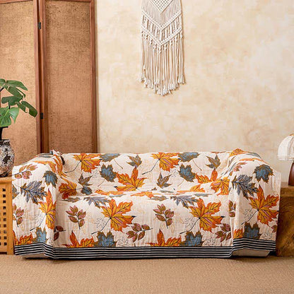Reversible Maple Leaf Cotton Gauze Blanket - image 1