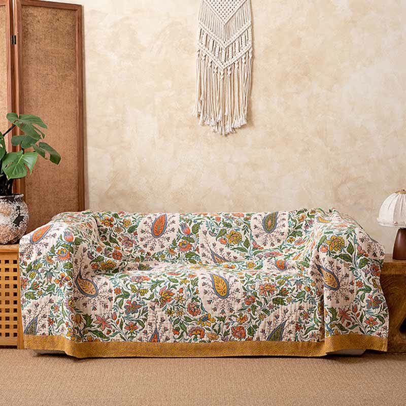 Reversible Paisley & Floral Cotton Gauze Blanket - image 1