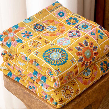 Geometric Pattern Plaid Cotton Gauze Blanket - image 2