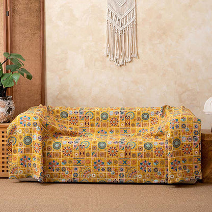 Geometric Pattern Plaid Cotton Gauze Blanket - image 1