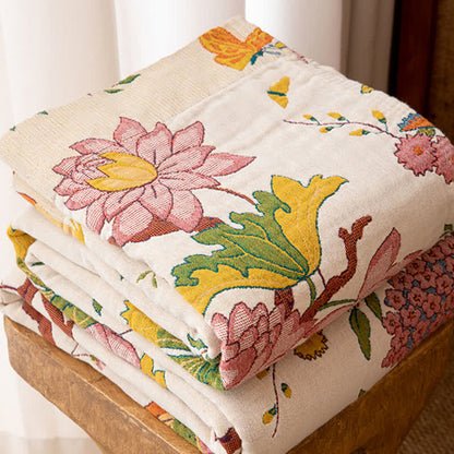 Country Floral Bird Cotton Gauze Blanket - image 2