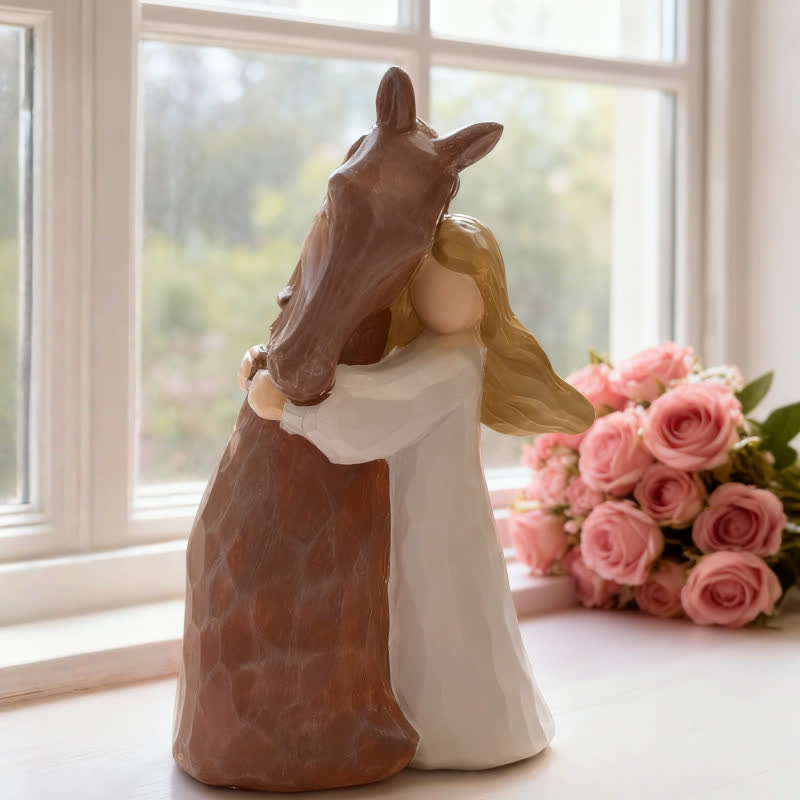 Hand-Painted Girl & Horse Resin Home Decor - image 1