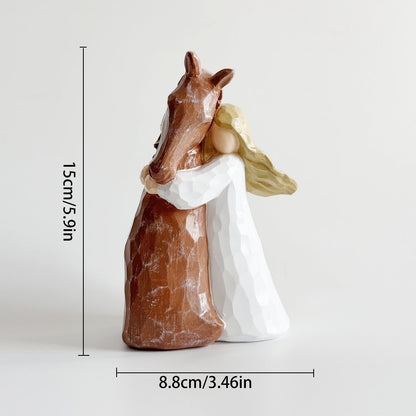 Hand-Painted Girl & Horse Resin Home Decor - image 3