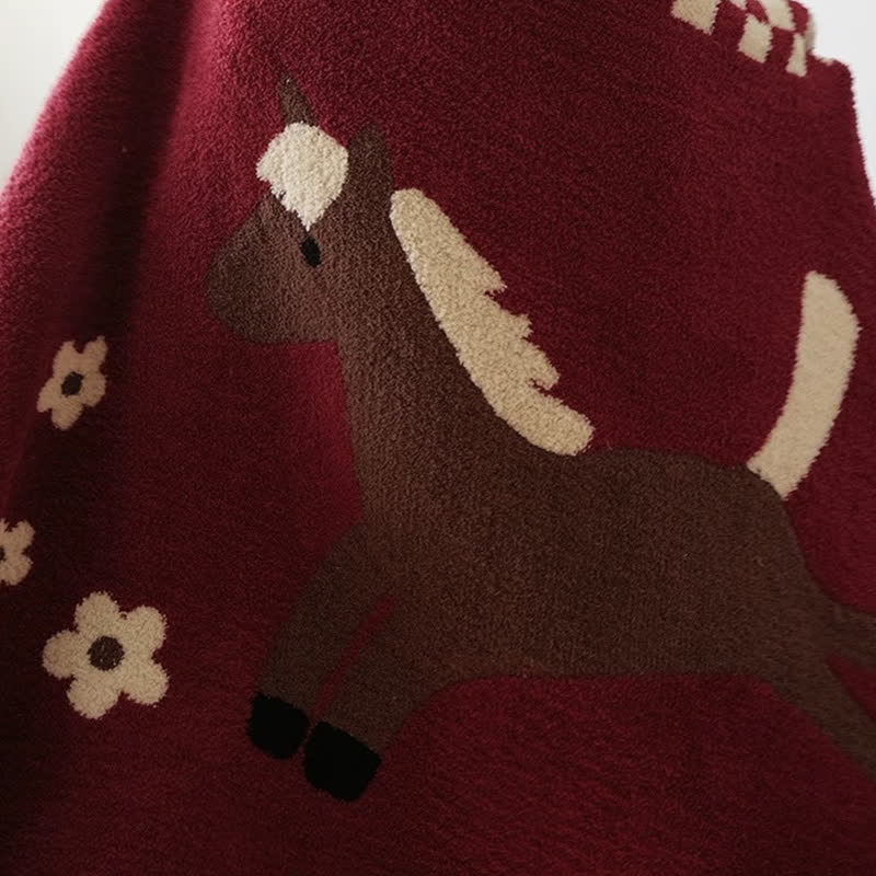 Festive Equestrian Red Fleece Blanket - image 7