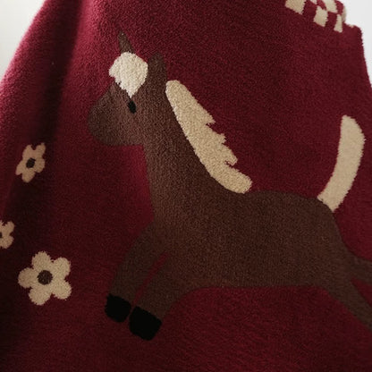 Festive Equestrian Red Fleece Blanket - image 7