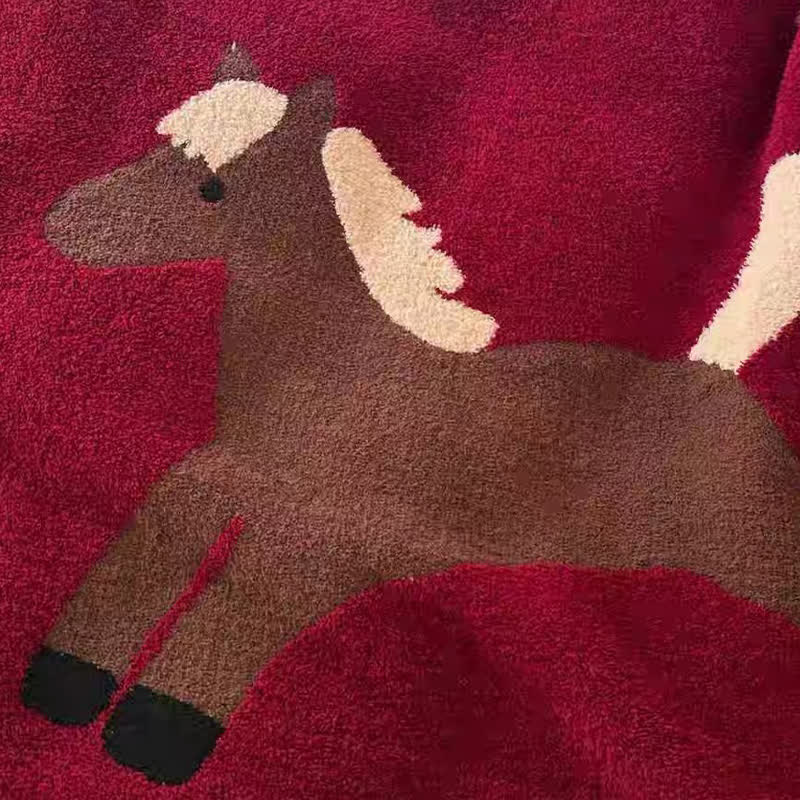 Festive Equestrian Red Fleece Blanket - image 8