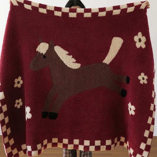 Festive Equestrian Red Fleece Blanket - 47"W x 63"L - image 0