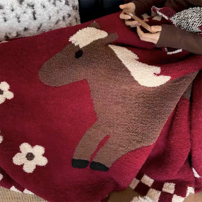 Festive Equestrian Red Fleece Blanket - image 4