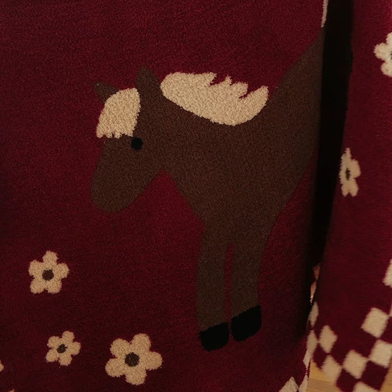 Festive Equestrian Red Fleece Blanket - image 6