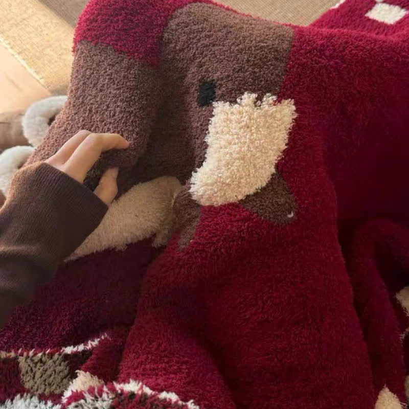 Festive Equestrian Red Fleece Blanket - image 5