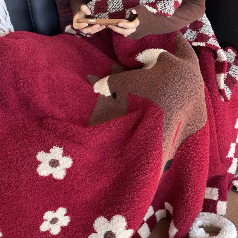 Festive Equestrian Red Fleece Blanket - image 3