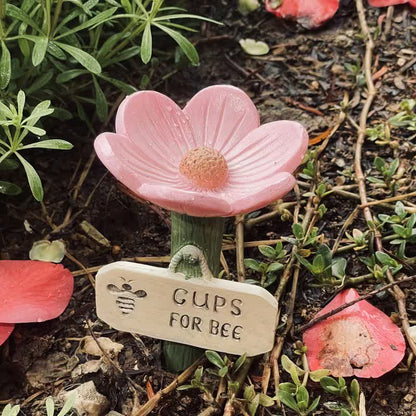 Flower-Shaped Resin Bee Watering Station - Pink - 4PCS - 2.56"L x 3.94"H - image 3