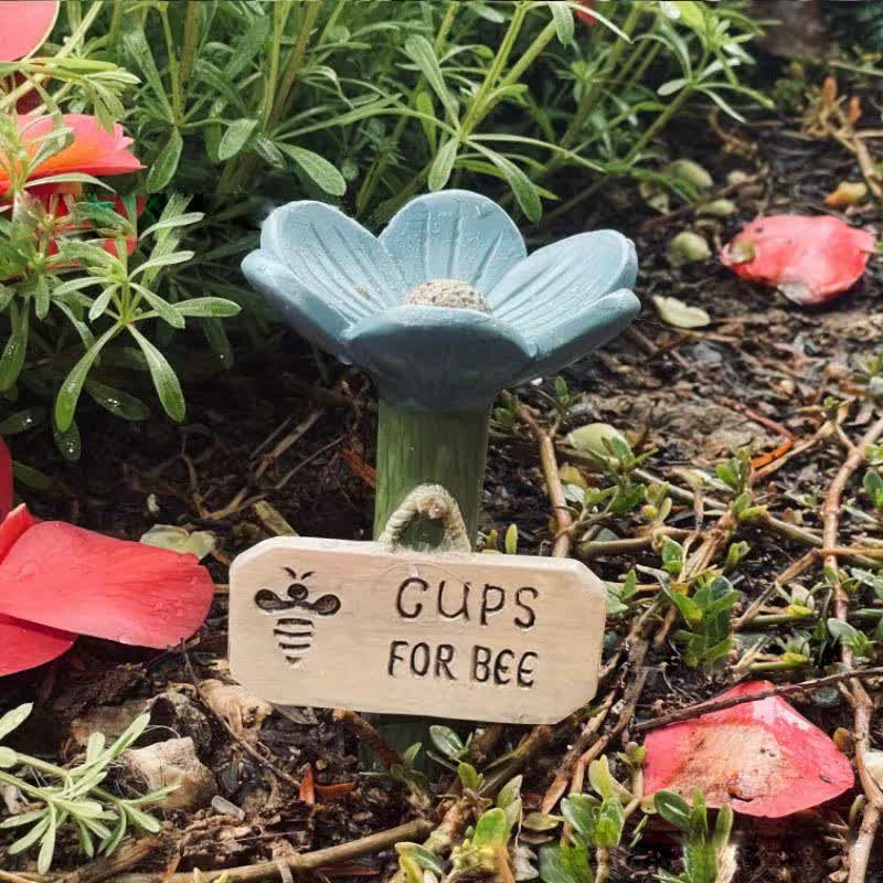 Flower-Shaped Resin Bee Watering Station - Blue - 4PCS - 2.56"L x 3.94"H - image 5