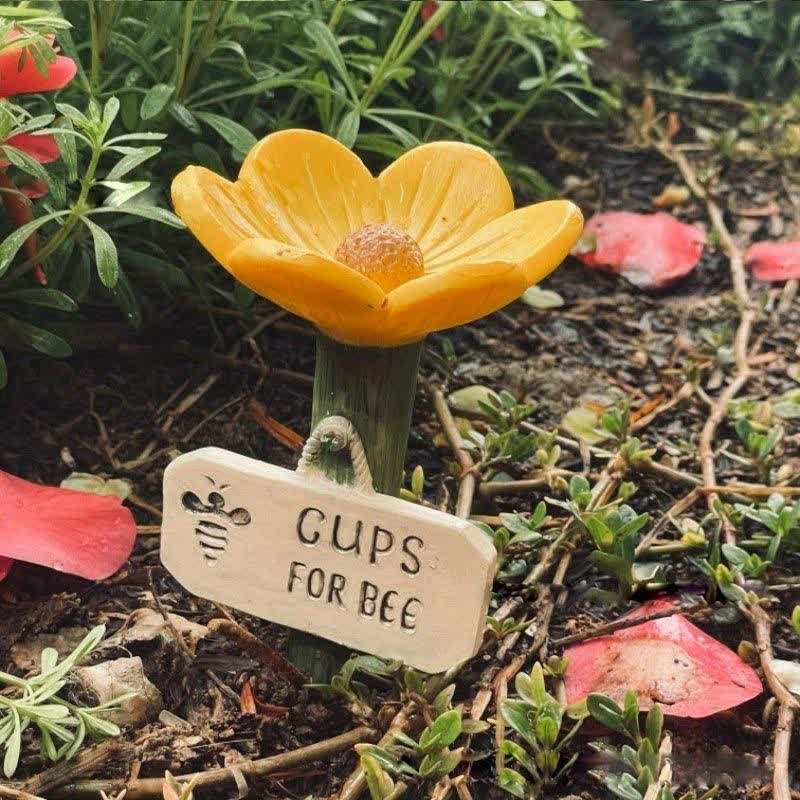 Flower-Shaped Resin Bee Watering Station - Yellow - 4PCS - 2.56"L x 3.94"H - image 6