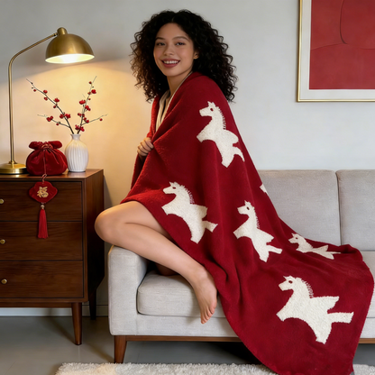 White Pegasus Motif Fleece Blanket - image 1