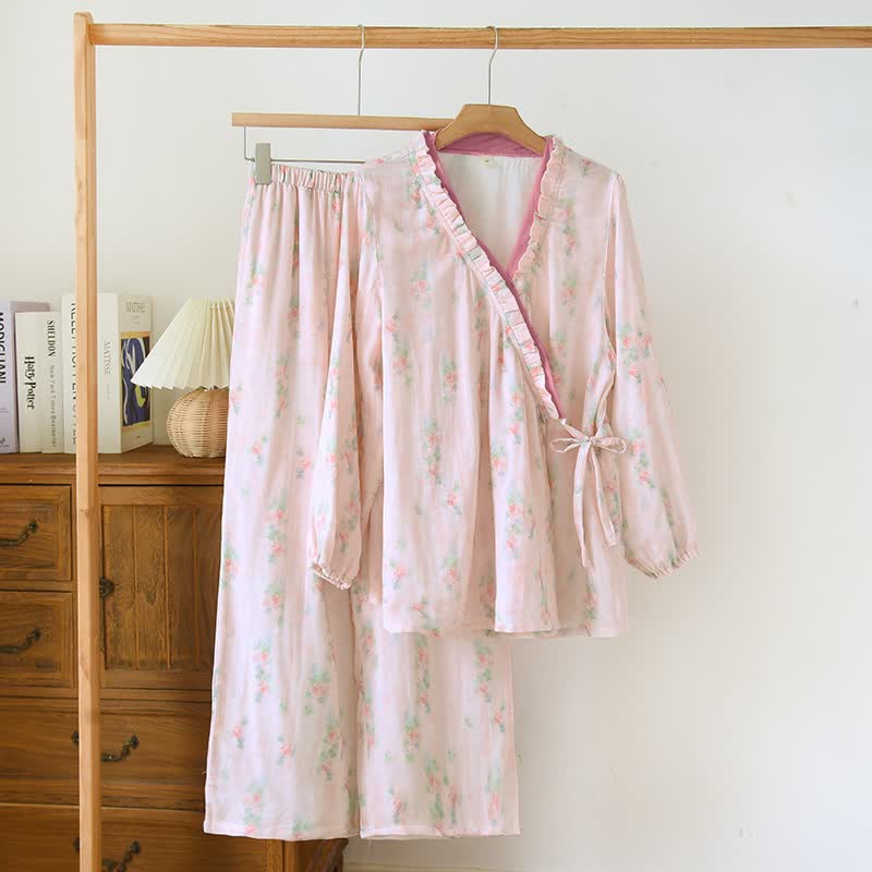 Bamboo Fiber Pink Floral Pajama Set  - XL - image 0