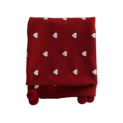 Heart Pattern Throw Blanket with Pom-Poms - image 14