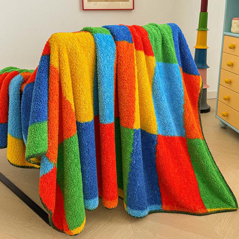 Colorful Plaid Fluffy Throw Blanket - image 5