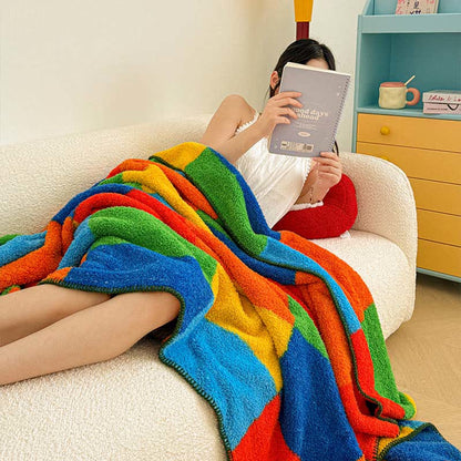 Colorful Plaid Fluffy Throw Blanket - image 3