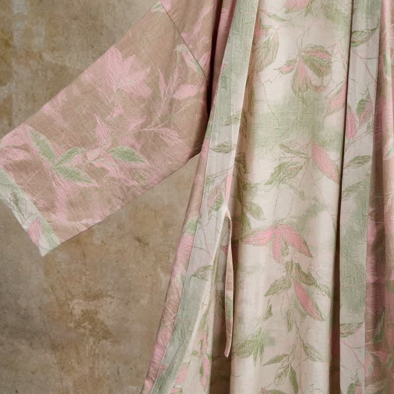 Natural Leaf Cotton Gauze Kimono Robe - image 22