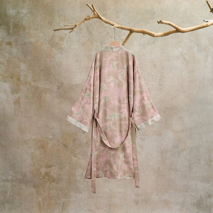 Natural Leaf Cotton Gauze Kimono Robe - image 20