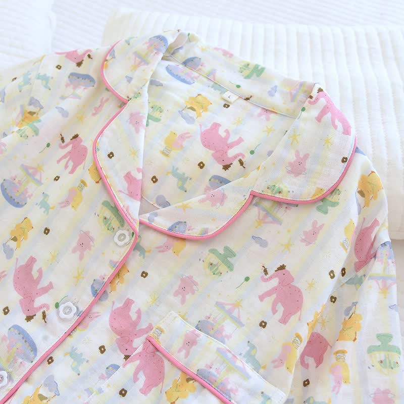 Elephant Playground Cotton Gauze Pajama Set - image 7