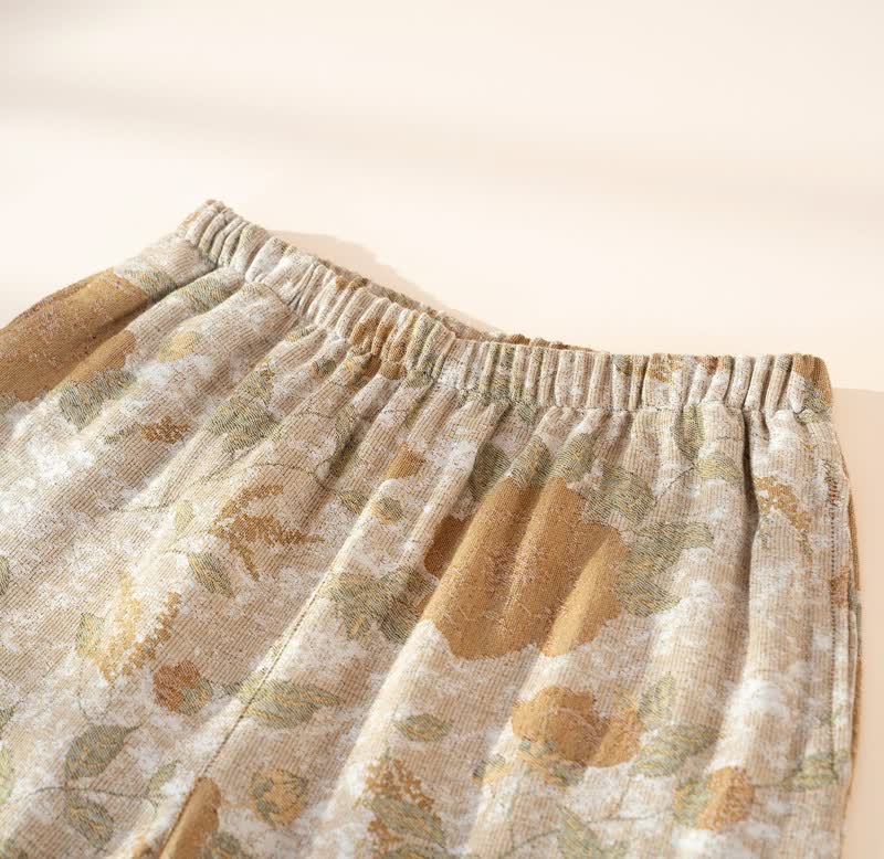 Vintage Floral Mandarin Collar Cotton Pajama Set - image 8