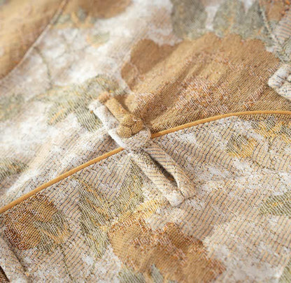 Vintage Floral Mandarin Collar Cotton Pajama Set - image 4