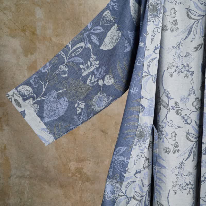 Pastoral Leaf Cotton Gauze Kimono Robe - image 3
