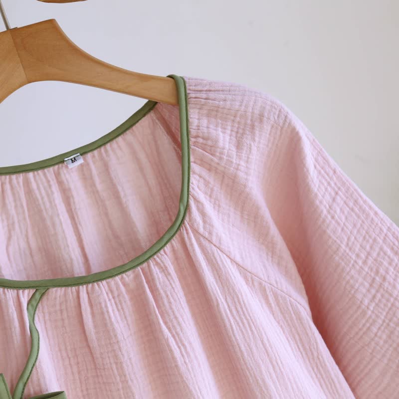 Minimalist Oriental Style Cotton Gauze Nightdress - image 8