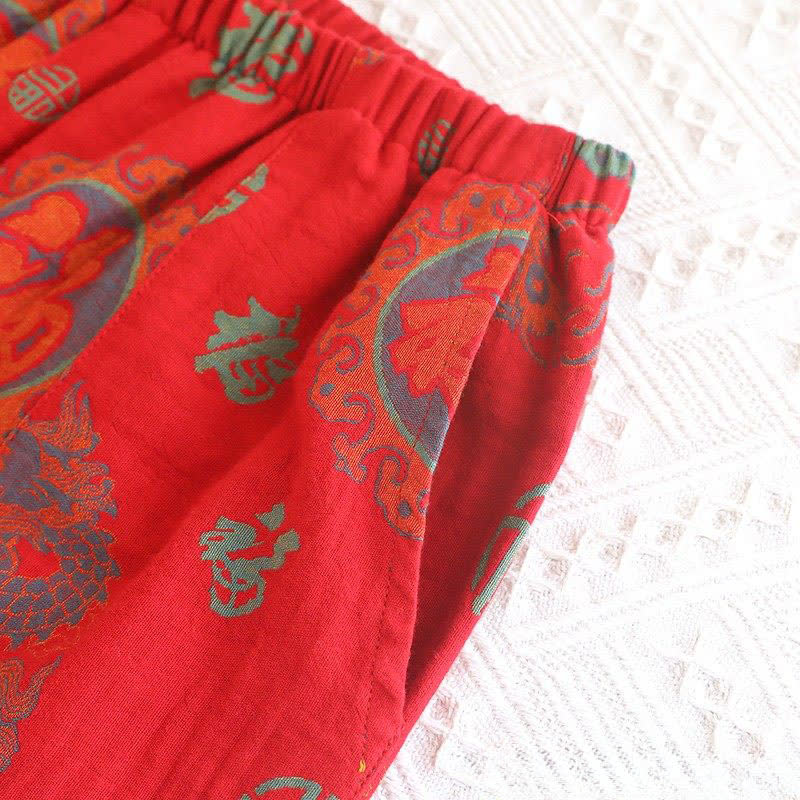 Auspicious Mandarin Collar Cotton Pajama Set - image 7
