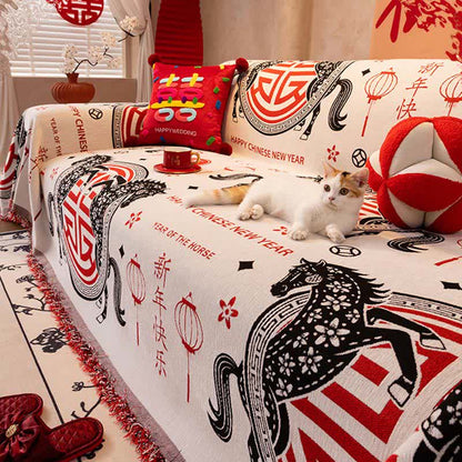 Full Coverage Chenille Horse Zodiac Sofa Cover - image 3