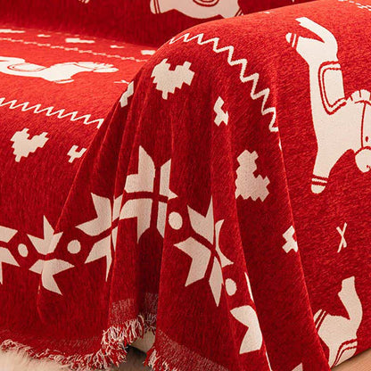 New Year Chenille Sofa Cover with Lucky Horse - image 6