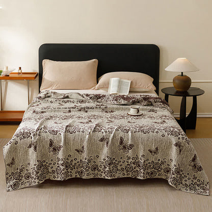 Cottage Floral Butterfly Pure Cotton Quilt - Brown - Queen - image 2